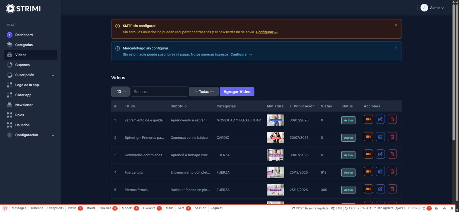 Interfaz real de STRIMI: Investigar una incidencia de acceso o reproducción